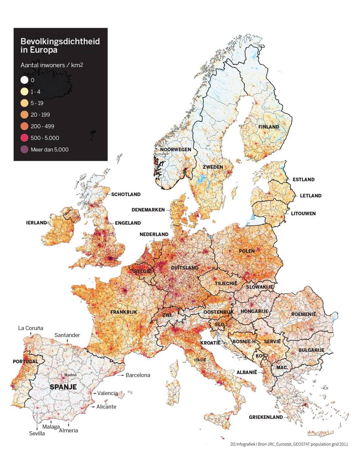Population density of Europe