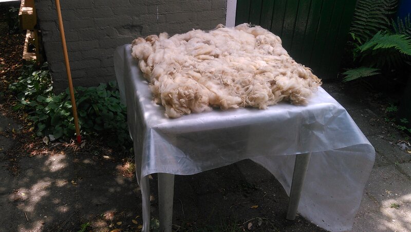 Placing the fleece sheet on the table.
